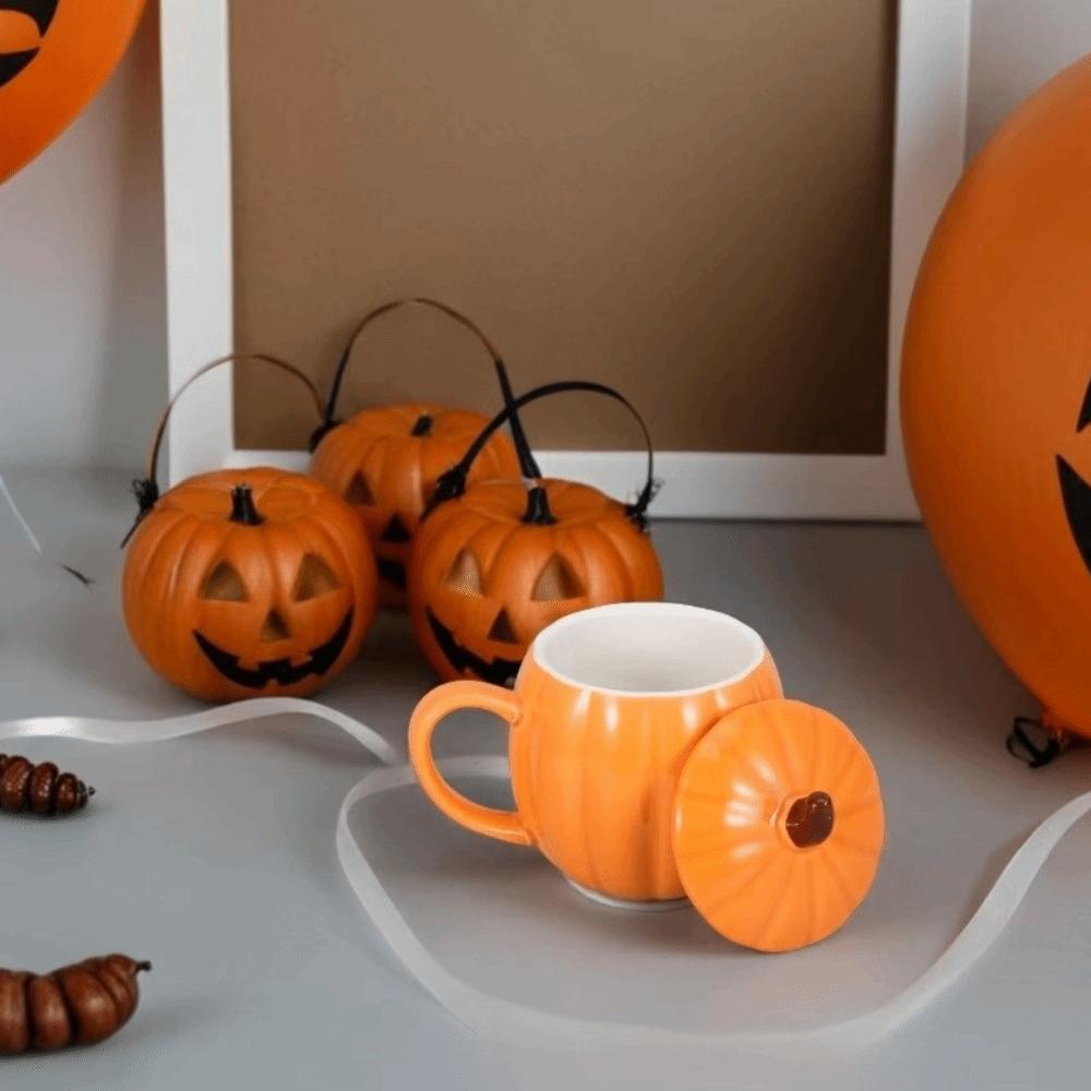 320ml Halloween Pumpkin Mug Dustproof Drink Mug Cute Ceramic Tea Cup Cafe