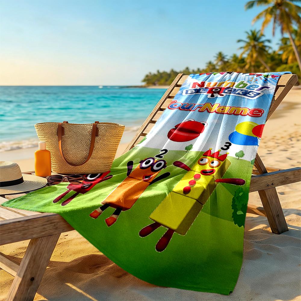 Numberblocks Customize Text Beach Towel Soft Durable Quick-Dry Suitable for Sports Travel Swimming Yoga Bathroom Beach And Pool