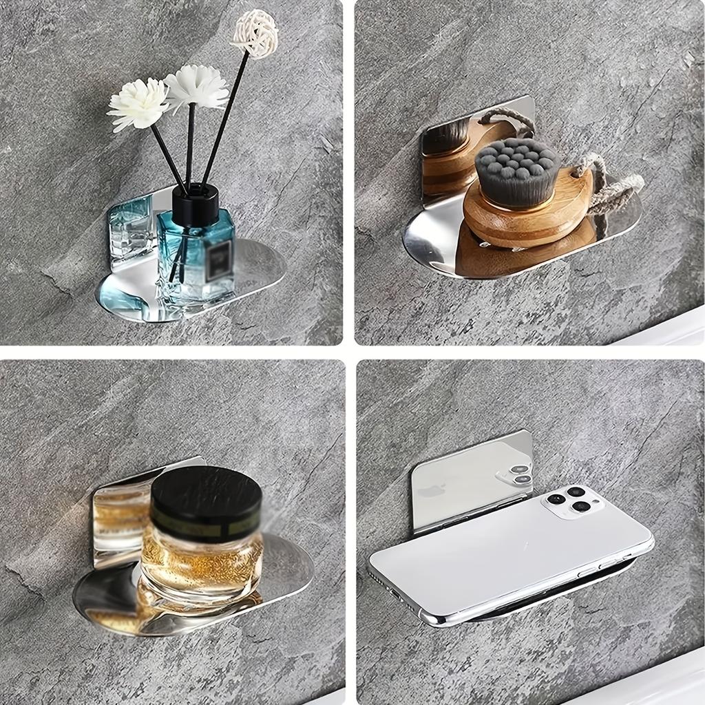 Thickened Stainless Steel Soap Holder - Modern Oval Design, No-Drill Wall-Mounted Storage Rack, Suitable for Bathroom Essentials, All-Season Use