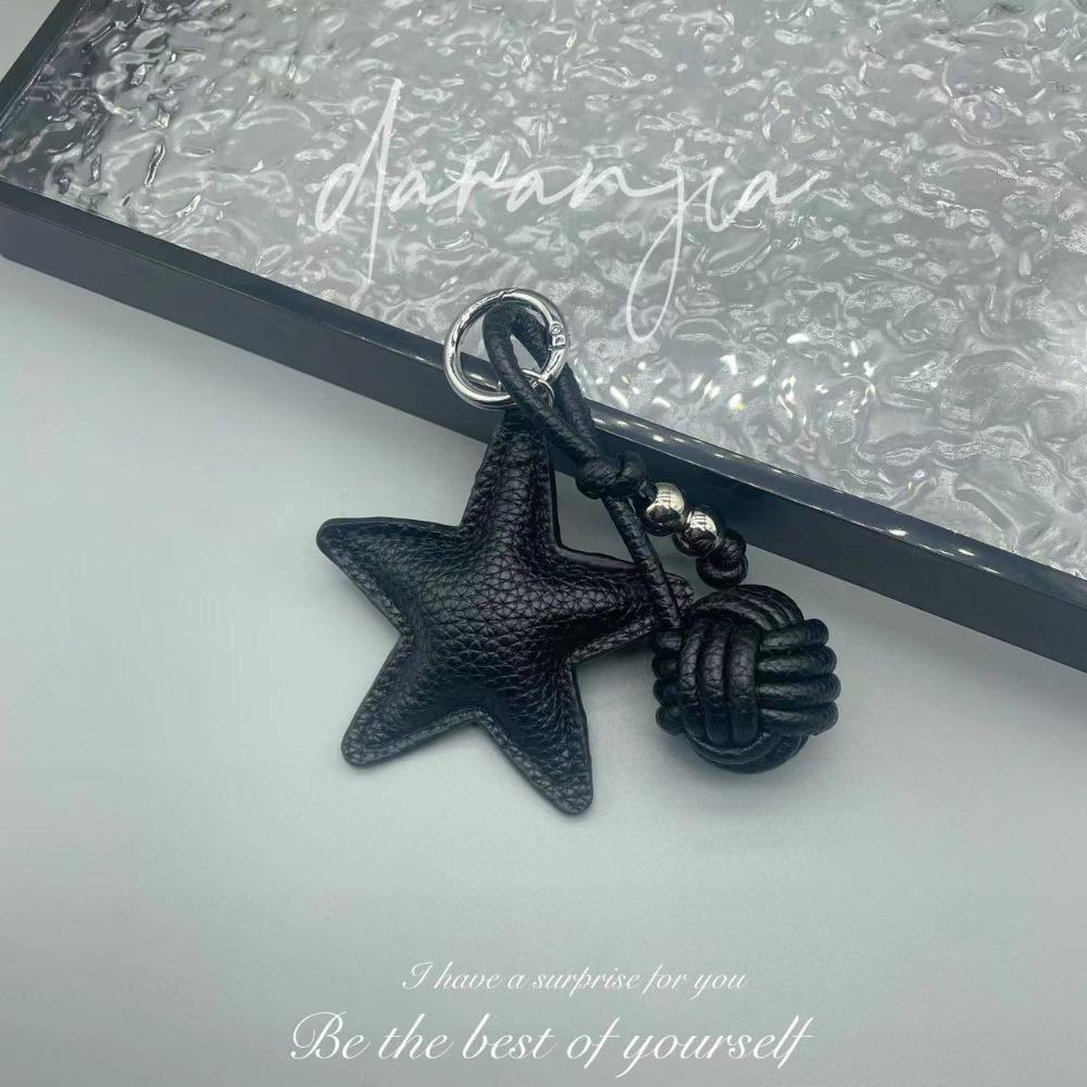 Five-pointed Star Pu Leather Star Keychain Mobile Phone Pendant Weave Key Ring Backpack Decoration