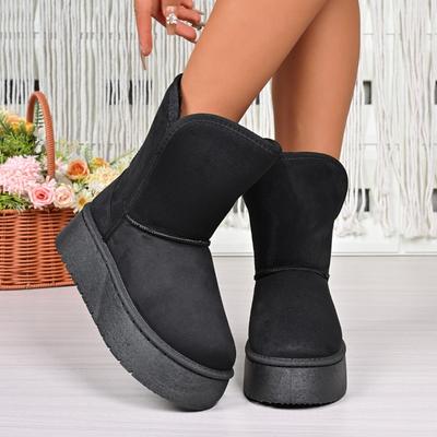 Мода 2025 Новые зимние повседневные модные хлопковые ботинки на толстой подошве Женские роскошные ботильоны Флисовые удобные зимние ботинки