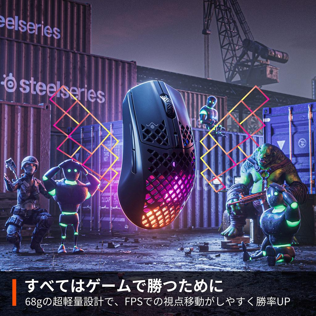 SteelSeries Игровая мышь Aerox 3 Wireless Onyx 2022 с TRUEMOVE AIR Quantum Wireless IP54 Водонепроницаемая и Модель 62612J, Сверхлегкий Сенсор, 2.0