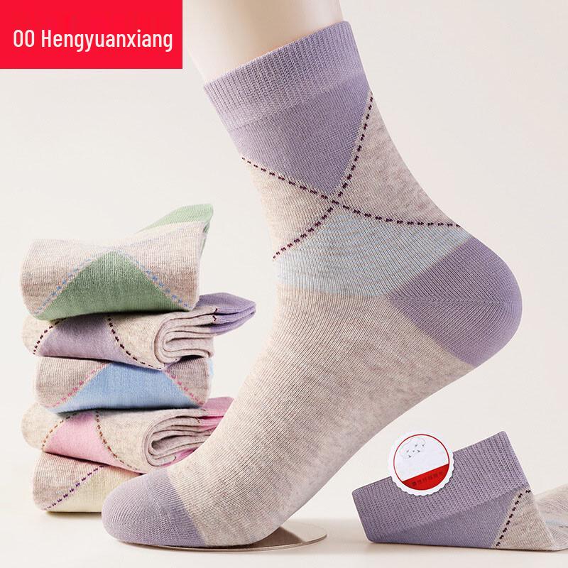 Hengyuanxiang Women's Extra-Large 5-Pack Mid-Calf Socks