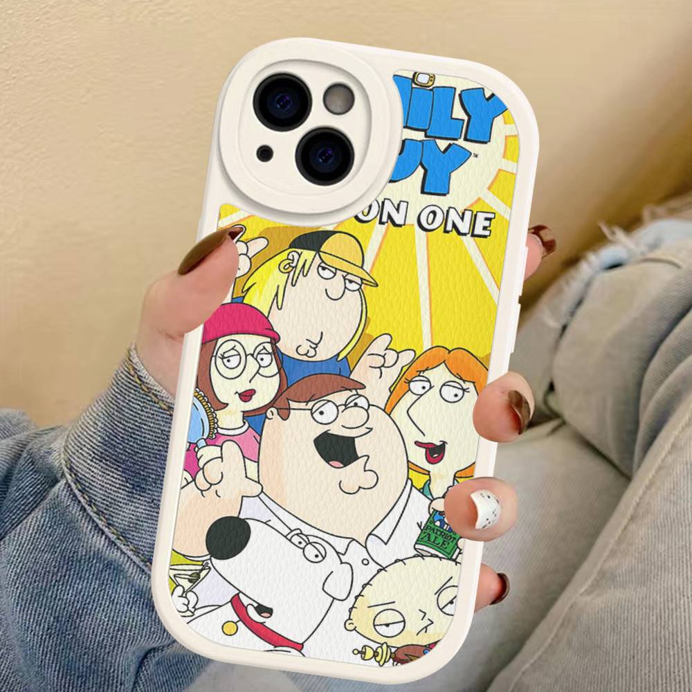 Aesthetic F-Family G-Guy Leather Phone Case For IPhone 16 15 14 13 12 11 Pro Max Plus Shockproof Cover