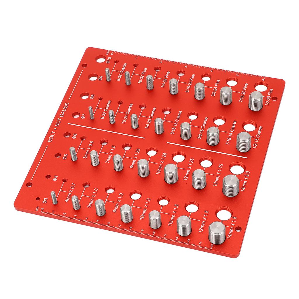 Thread Checker Aluminum Alloy Anodized Surface Metric Standard Sizes Bolt and Nut Identifier Gauge