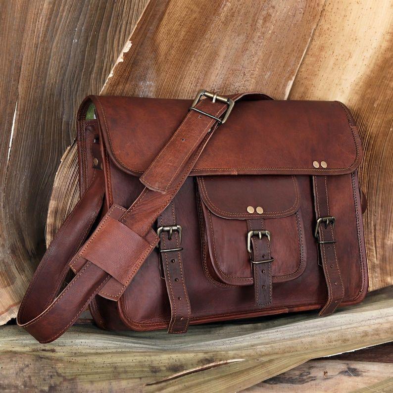 Leather Messenger Bag Satchel Shoulder Bag for Men and Women Office Laptop Bag Personalized Gift for Him Travel Bag Crossbody Bag