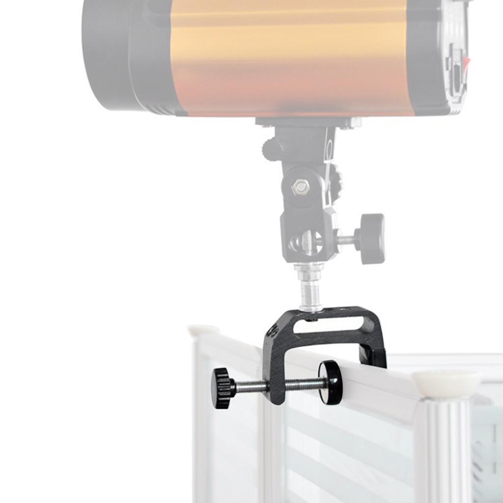 Aluminium Alloy Black C Clamp Mount Fixed Desktop Bracket for Flashlight Camera Tripod Photography