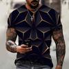 Summer Round Neck 3D Geometric Patterns Print Top Fashionable Casual Short Sleeved Men's T-shirts