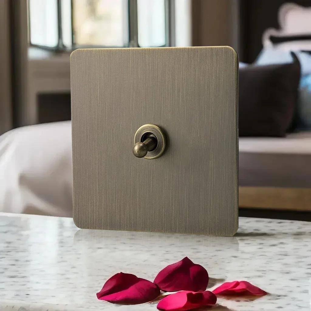 Ретро ЕС FR металлическая панель настенный выключатель света розетка вилка, бронзовая антикварная нержавеющая сталь немецкая розетка 16А с зарядкой USB