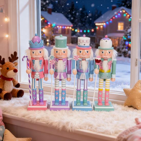 25 СМ Рождественский Деревянный Щелкунчик Фигурка Мультяшный Солдатик Фигурка Статуя Скульптура Фестиваль Праздник Вечеринка Орнамент Украшение
