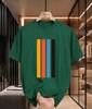 2026 New Cotton Tshirt Retro Colorblocked Four Vertical Stripes Simple Geometric Color Block Print Casual Short Sleeve