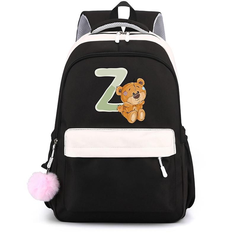 Школьный рюкзак Little Bear с 26 английскими буквами, школьная сумка Kawaii, школьная сумка с героями мультфильмов, рюкзак Mochilas, подростковый рюкзак для девочки, подарок