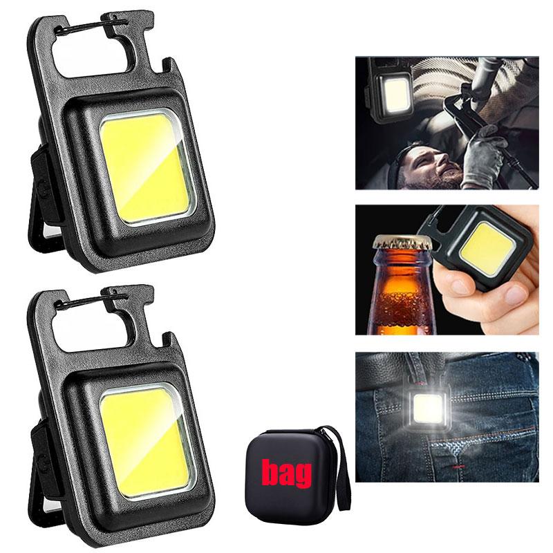Super Bright Convenient Carry-on MINI COB Keychain Flashlight Rechargeable Emergency Work Lamp with Magnet Outdoor Camping Light