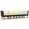 VidaXL 4-seater Garden Sofa with Cushions, Black Wicker