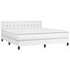 Sommier à lattes avec matelas - 160x200 cm - Similicuir Blanc - LED Colorée - 2 Places