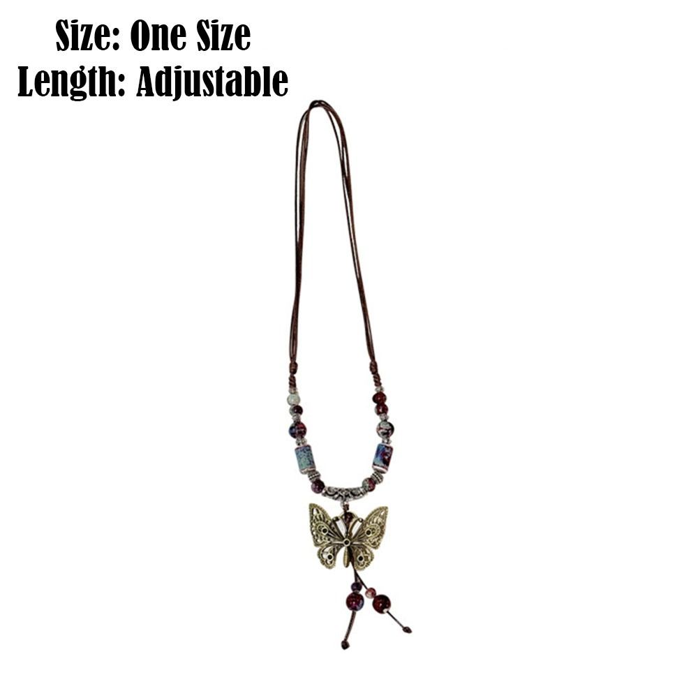 Chinese Ethnic Style Beads Necklace Adjustable Long Sweater Chain Necklace Jewelry Accessory