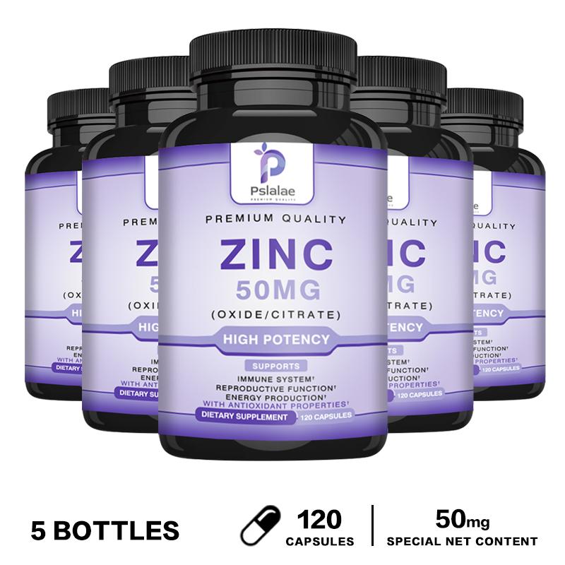 Pslalae High-Content Zinc Capsules, 50mg, Zinc Oxide Citrate Complex, Immune System, Dietary Supplement, Suitable for Adults