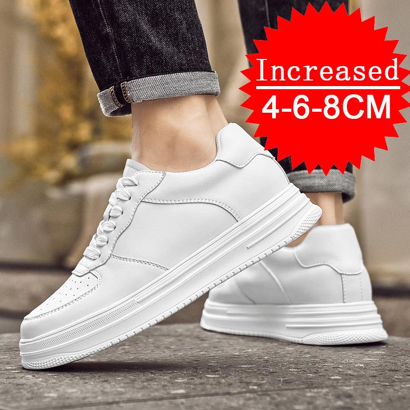 Мужские кроссовки из натуральной кожи со скрытым каблуком, удобные дышащие, увеличивающие рост, повседневные кроссовки 4/6/8 см, размер 36-44