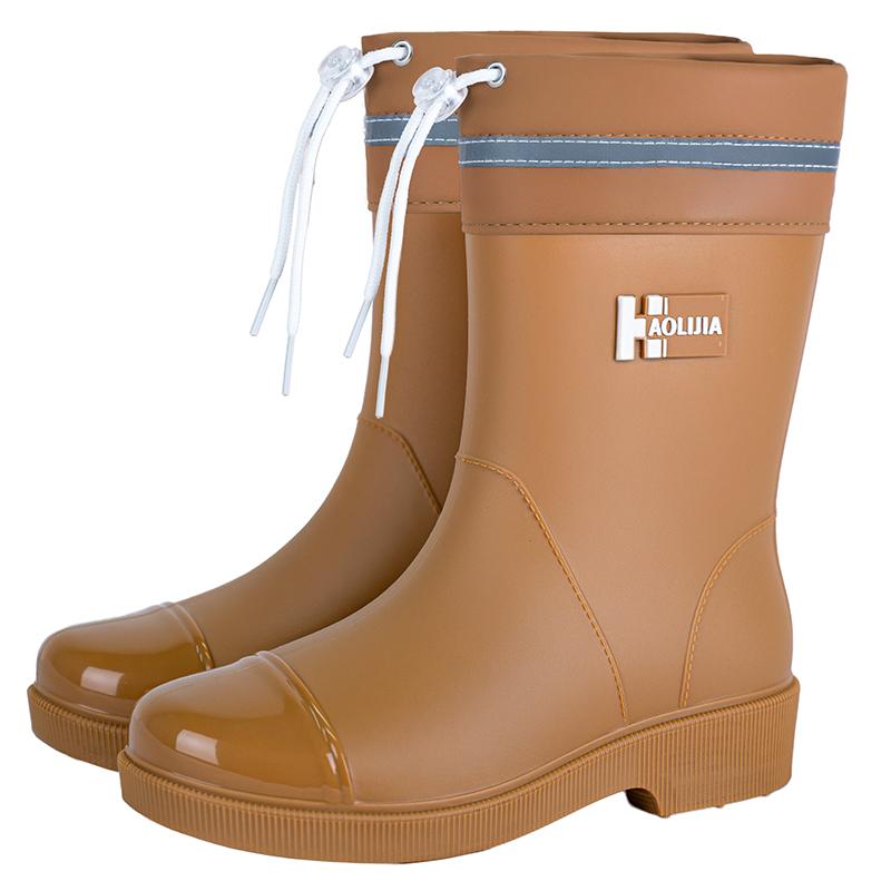 Модные уличные женские резиновые сапоги, широко используемые нескользящие водонепроницаемые сапоги до середины голени