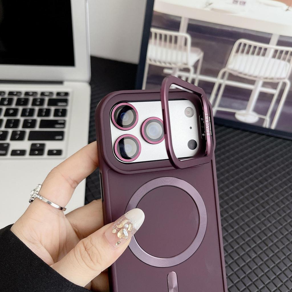 Невидимая магнитная подставка Жидкий чехол для телефона для iPhone 13/14/15/16/17 Pro Max - На ощупь как кожа, Защитный