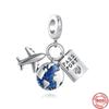 New Silver 925 Airplane Car Steamship Passport Dangle Charm Bead Fit  Bracelet DIY Jewelry For Women