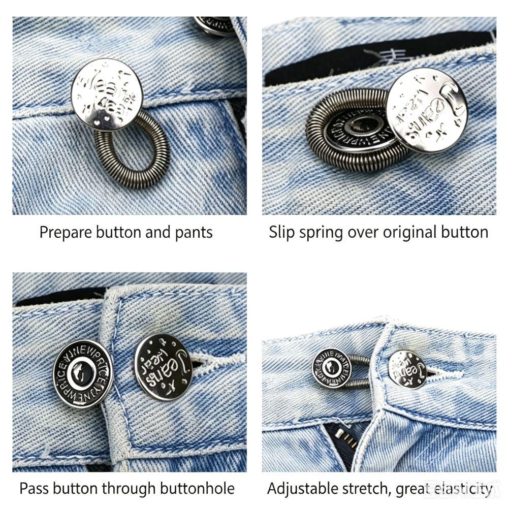 24pcs Metal Jeans Expander Button No Sew Pants Waist Extender For Skirts Trousers
