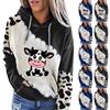 Women's Cute Cow Print Sweatshirt Long Sleeve Hooded Casual Tops Shirts