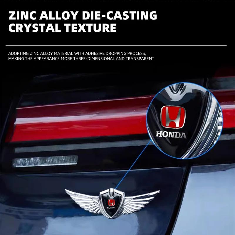 1pcs New Car Badge Metal Wings Body Decoration Sticker Car Goods For Honda Civic xrv hrv crv brv City Accord Fit Jazz Insight