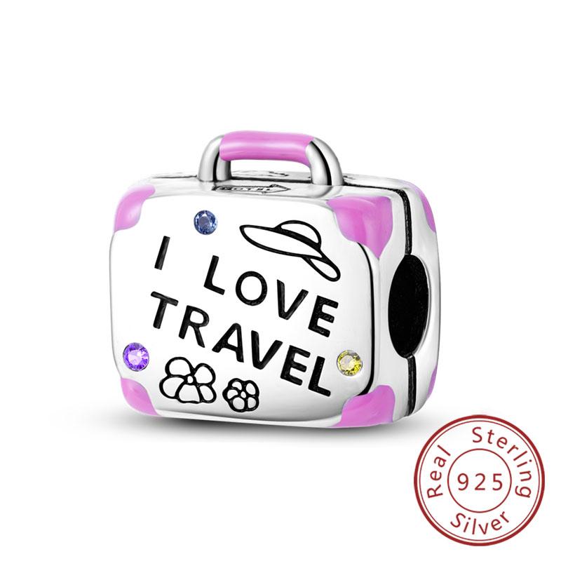 New 925 Silver Charm Airplane Camera Suitcase Love Travel Life DIY Beads Fit Original Charms Bracelet Jewelry