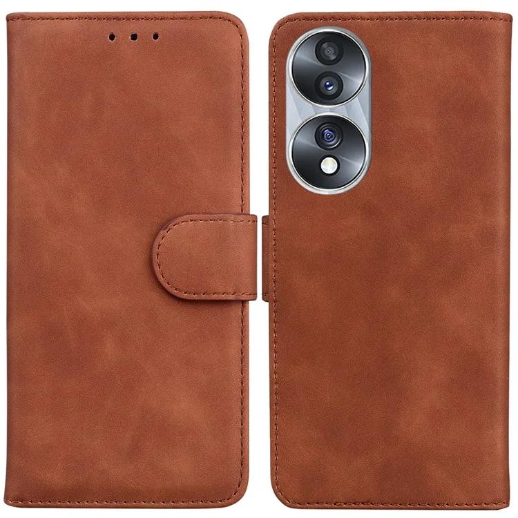 Для Honor 70 5G PU кожаный раскладной чехол для телефона однотонный чехол-книжка-подставка кошелек