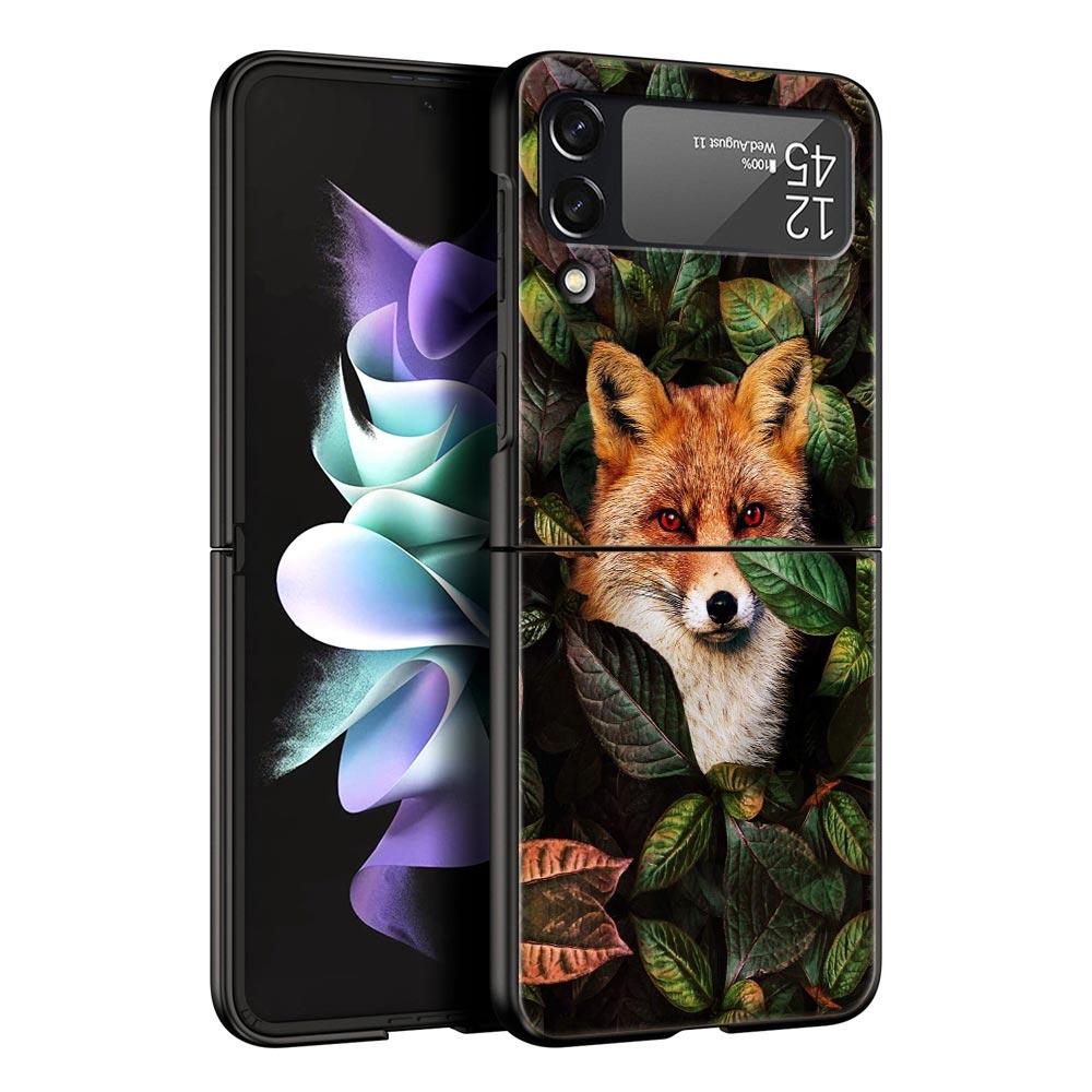 Милый подарочный чехол для телефона с красной лисой для Samsung Galaxy Z Flip 3 4 5, черный складной чехол для мобильного телефона, жесткий защитный чехол для ПК