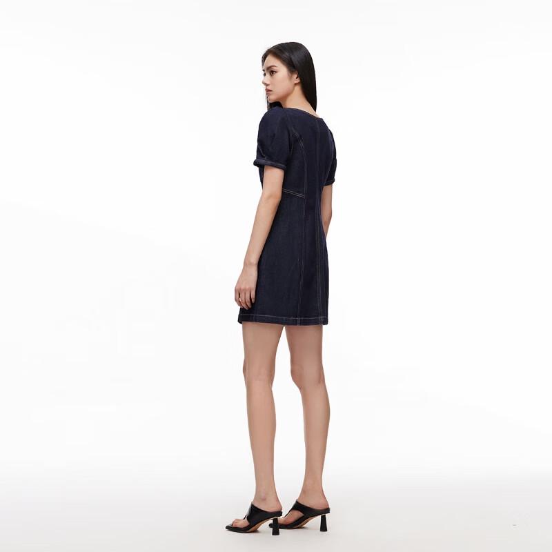 Only Летнее джинсовое мини-платье А-силуэта с пышными рукавами, 2024