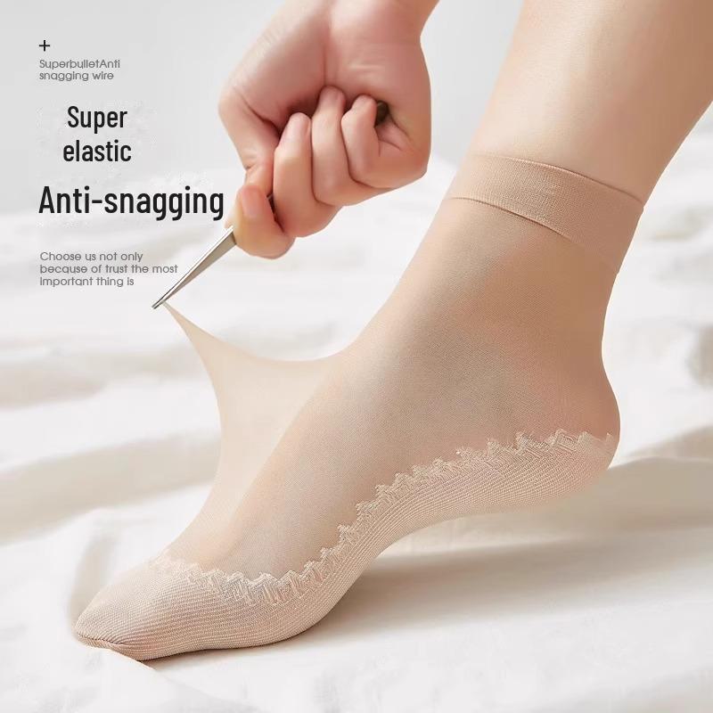 Женские хрустальные короткие носки – Весенне-летние тонкие, износостойкие, антизатяжки, черные и телесные хлопковые, бесшовные невидимые носки средней длины.