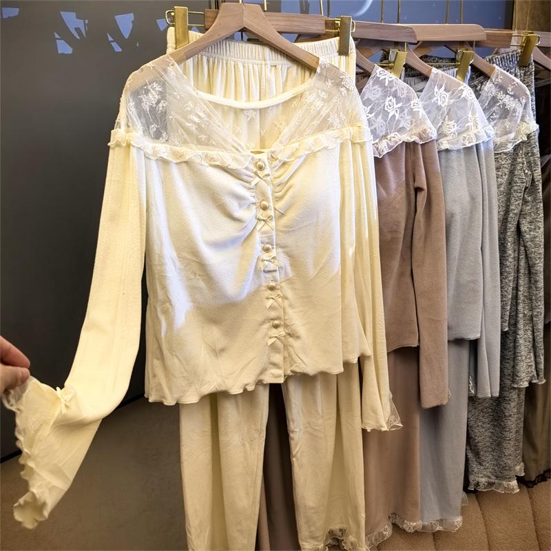 Женская модная осенне-зимняя пижама с нагрудными вкладышами - Уютная, элегантная и стильная флисовая домашняя одежда