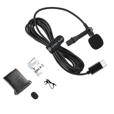 Микрофон-клипса USB Type C Plug and Play для компьютера, портативный микрофон для записи и подкастинга с длинным кабелем 2 м, черный