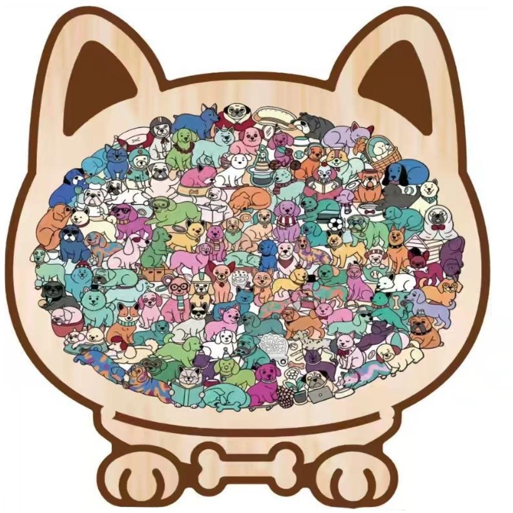 Animal Shape Dog Shaped Puzzle Thinking Training Children's Puzzle Puppies Wooden Puzzle  Kids Toy