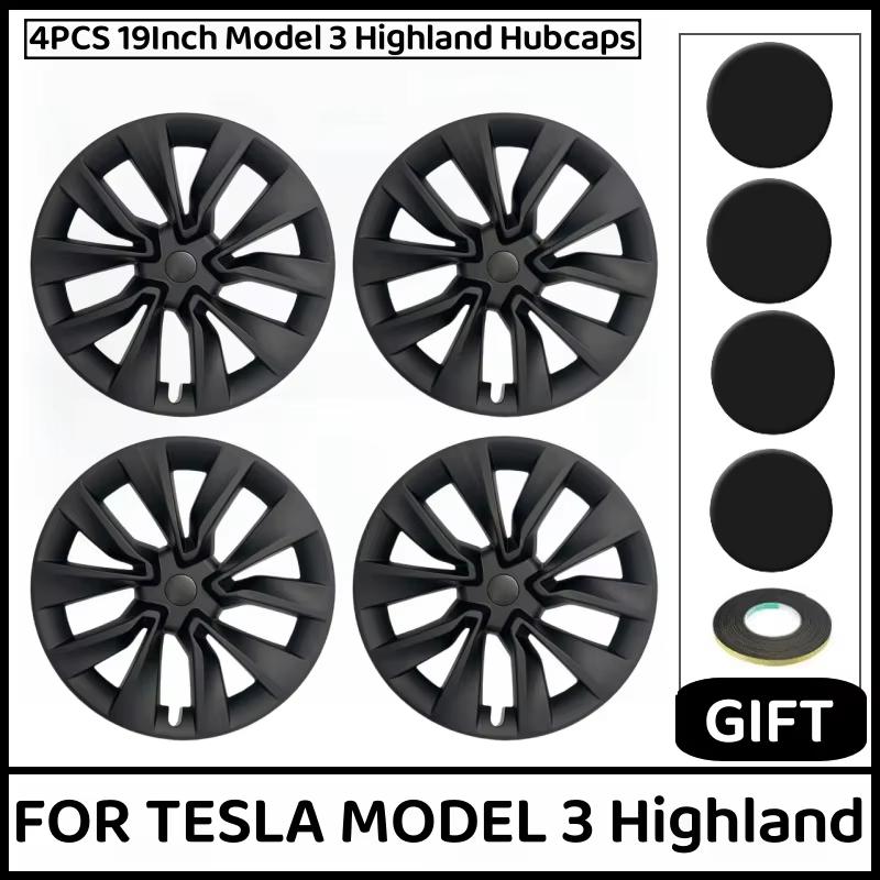 ZFX1 For Tesla Model 3 Highland 2026 2025 4PCS Wheel Covers Hubcaps, 19 Inch,Gloss Black Aero Covers, Accessories Upgrade Replacement
