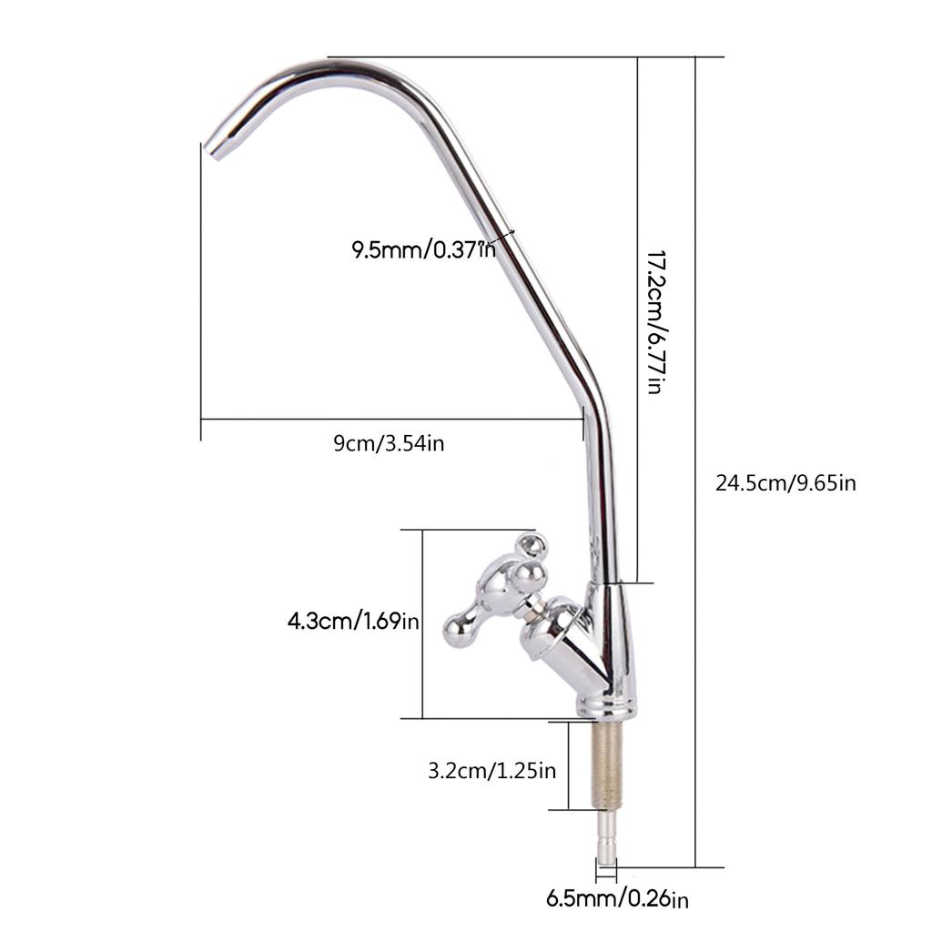 Кран для питьевой воды из нержавеющей стали, трубчатый кран с 1/4 дюйма, кран для мойки с одним отверстием, кран для напитков для очистителя воды