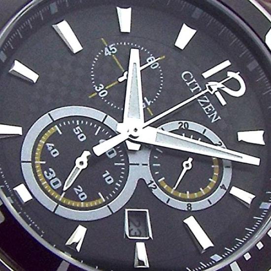 Citizen Хронограф CITIZEN Solar Chrono Коричневый ремешок из натуральной кожи со сменным ремешком Черный циферблат Внутренняя модель Номер BR Eco-Drive VO10-6742F