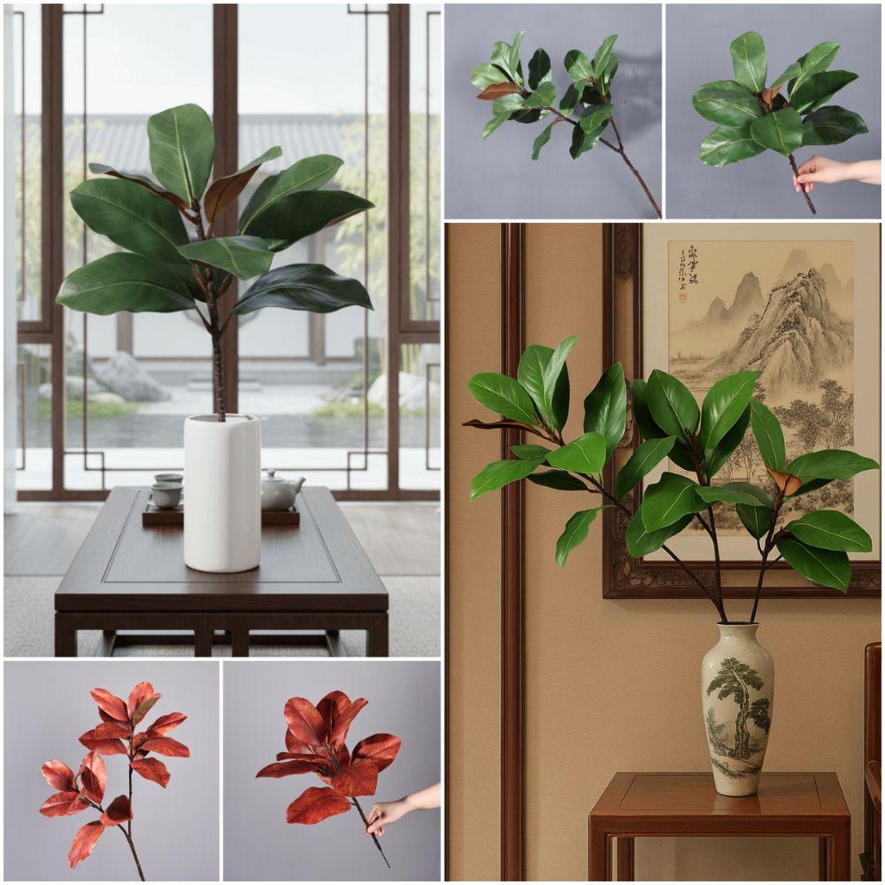 Plants Leaves Artificial Magnolia Leaves Floral Arrangement Faux Magnolia Branch  Wedding