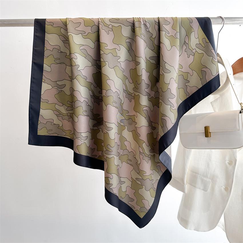 Корейская версия шелкового шарфа с облачной печатью 90 см, женский шелковый шарф из саржи, универсальный квадратный шарф, шаль для защиты от солнца, платок на голову