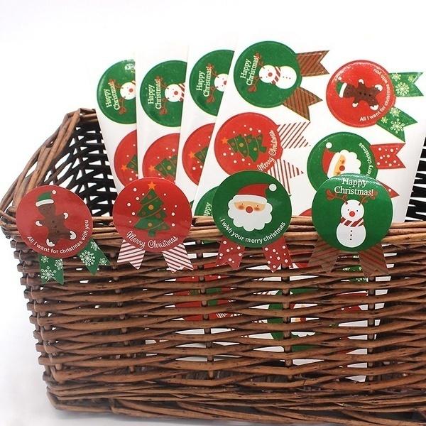80 шт./компл. Рождественская этикетка, бумажная наклейка, упаковка, запечатывающая наклейки для упаковки печенья, конфет, орехов