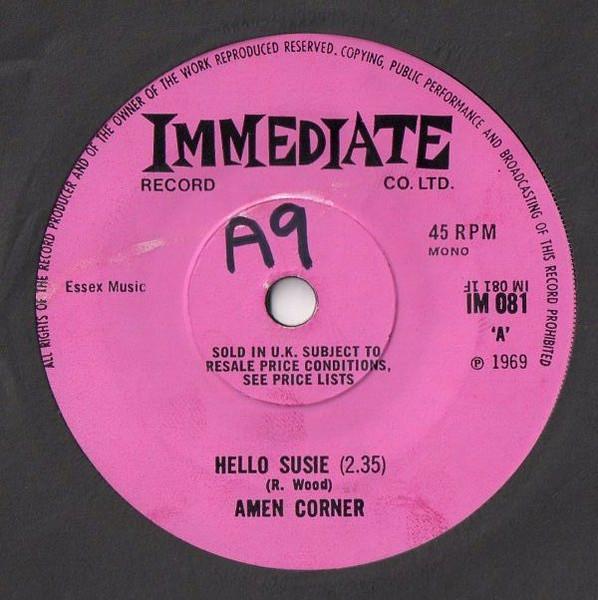 7-дюймовая пластинка AMEN CORNER Hello Susie IM081 IMMEDIATE 1969 UK Rock Б/у