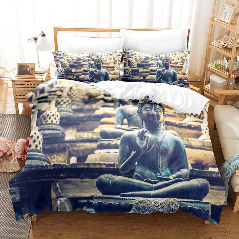 Buddha Duvet Cover Set Queen Size Single Double Bed 220x240cm Twin King Full Bedding Sets Quilt Case Linens 3D HD Pillowcase