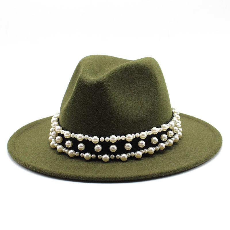 Jazz Hat, Pearl Top Hat, Женская модная мужская и женская шерстяная шляпа