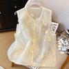 Летний тонкий жилет без рукавов 2025 Винтажный жилет Вышитый топ Премиум
