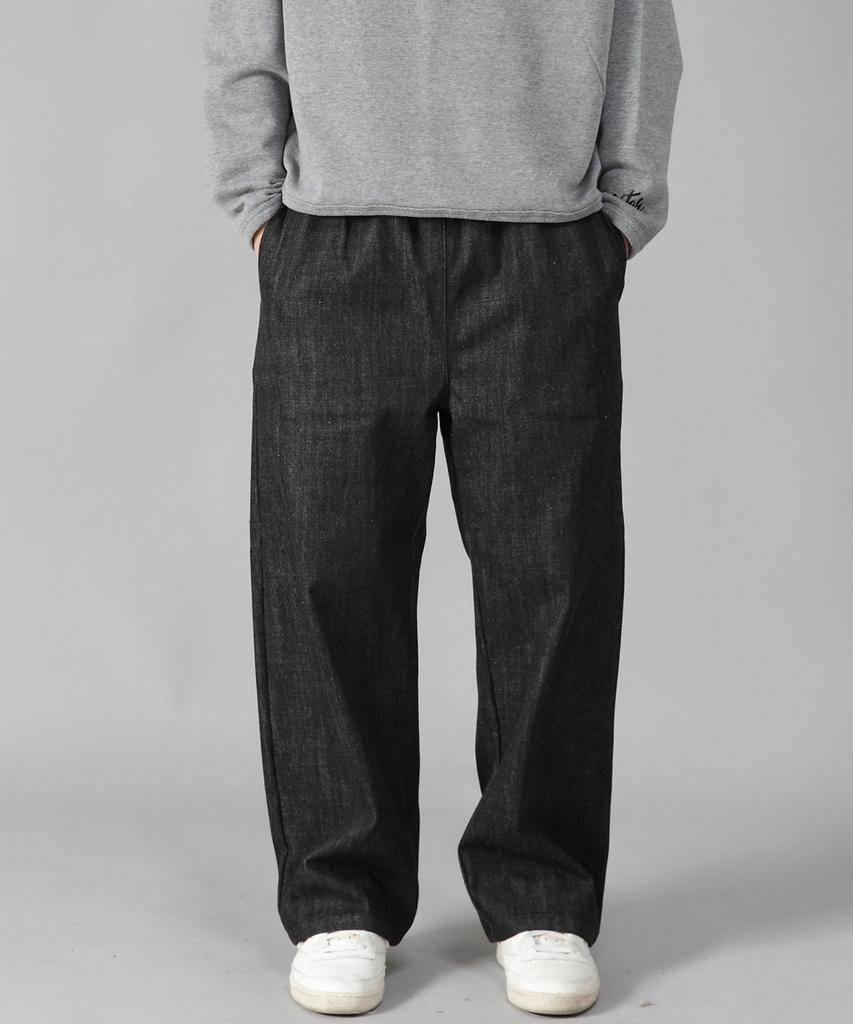 Seinteukeulu Широкие брюки Ex Wide Pants Exw-347 Черный деним Bks