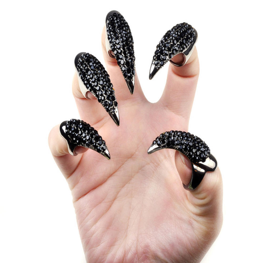 Cool Rock New Brand Crystal Rhinestones Eagle Claw Hook Ring Exquisite Gothic Punk Finger Nail