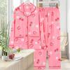 Весенне-осенне-летний хлопковый пижамный костюм для женщин и девочек с милым принтом и большим размером, тонкий домашний костюм с длинными рукавами