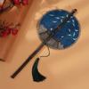Rollable Long Handle Fan Rotatable Group Fan Portable Chinese Bamboo Waist Fan  Gifts